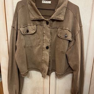 Free People Saturday Shirt Jacket in Rum Raisin size Medium
